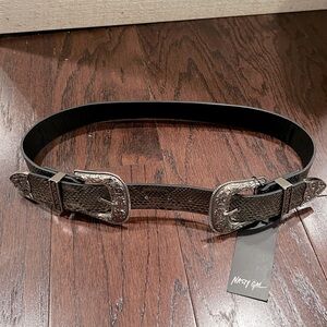 Nasty Gal Black and Silver Belt